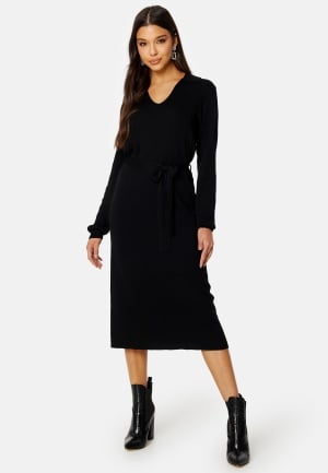 VILA Marla Collar L/S Knit Dress Black M