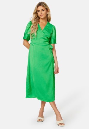Läs mer om VILA Naria S/S Wrap Midi Dress Green Bee 34