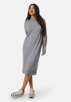 Läs mer om VILA Ril Crew Neck Midi Dress Medium Grey Melange XL