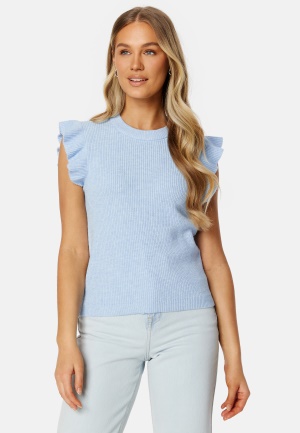 Läs mer om VILA Ril O-Neck Flounce Knit Vest Kentucky Blue Detail S