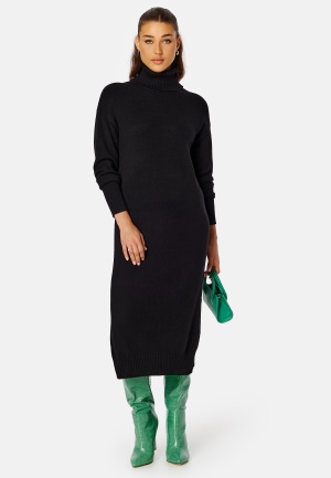 Läs mer om VILA Rill Roll Neck L/S Midi Dress Black L