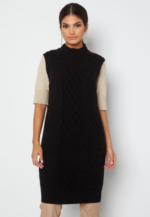VILA Zuri Cable S/L Knit Vest Dress Black L