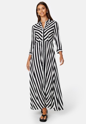 Image of Y.A.S Savanna Long Shirt Dress Black Stripe:W WHITE L