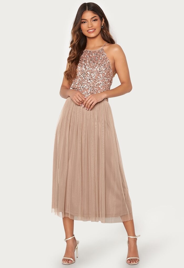 AngelEye High Neck Sequin Midi Dress