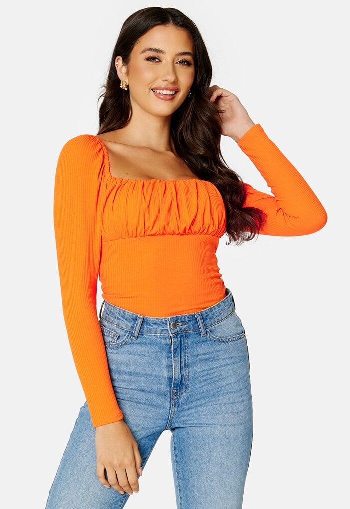 BUBBLEROOM Square Neck Long Sleeve Top