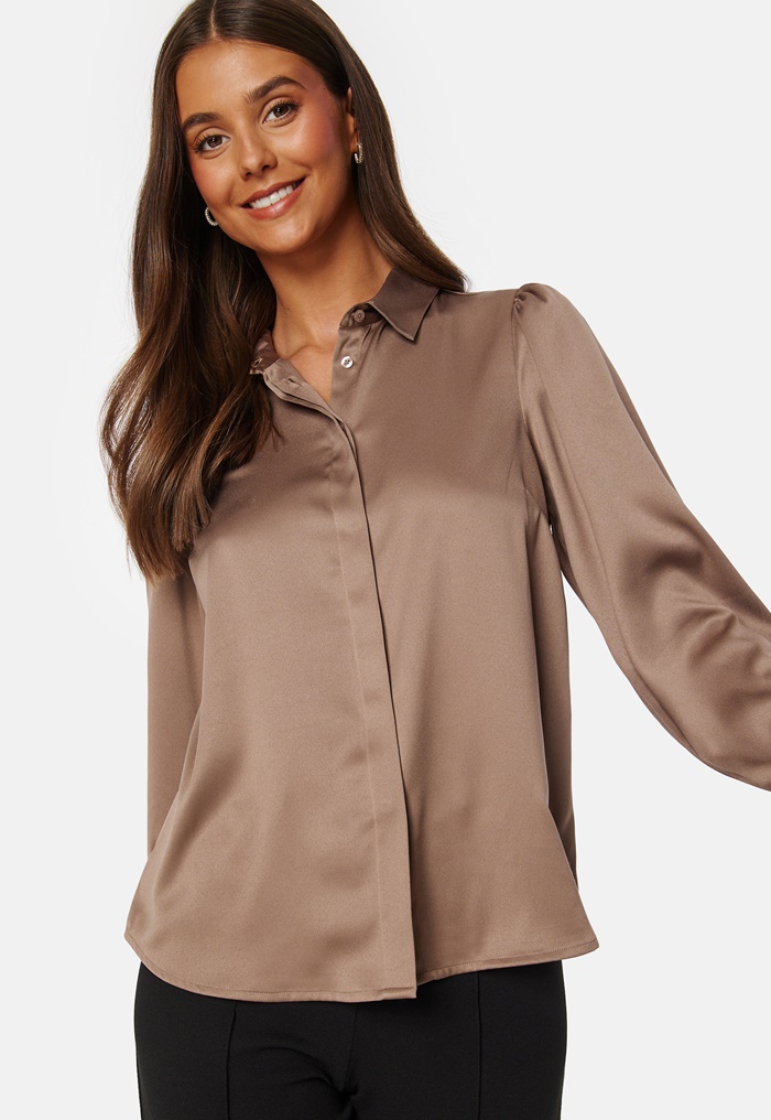 BUBBLEROOM Satin Puff Sleeve Shirt