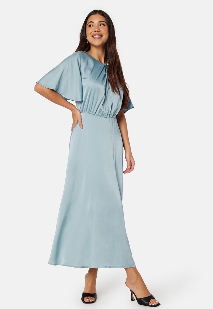 Bubbleroom Occasion Butterfly Sleeve Satin Midi Dress