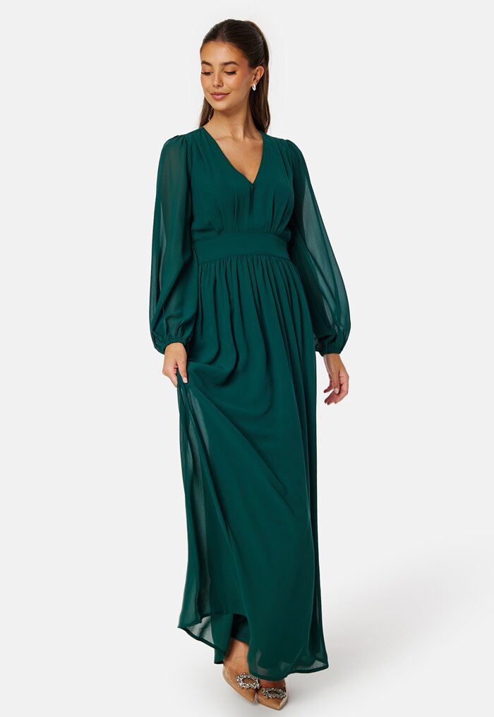 Bubbleroom Occasion Long sleeve V-Neck Chiffon Gown