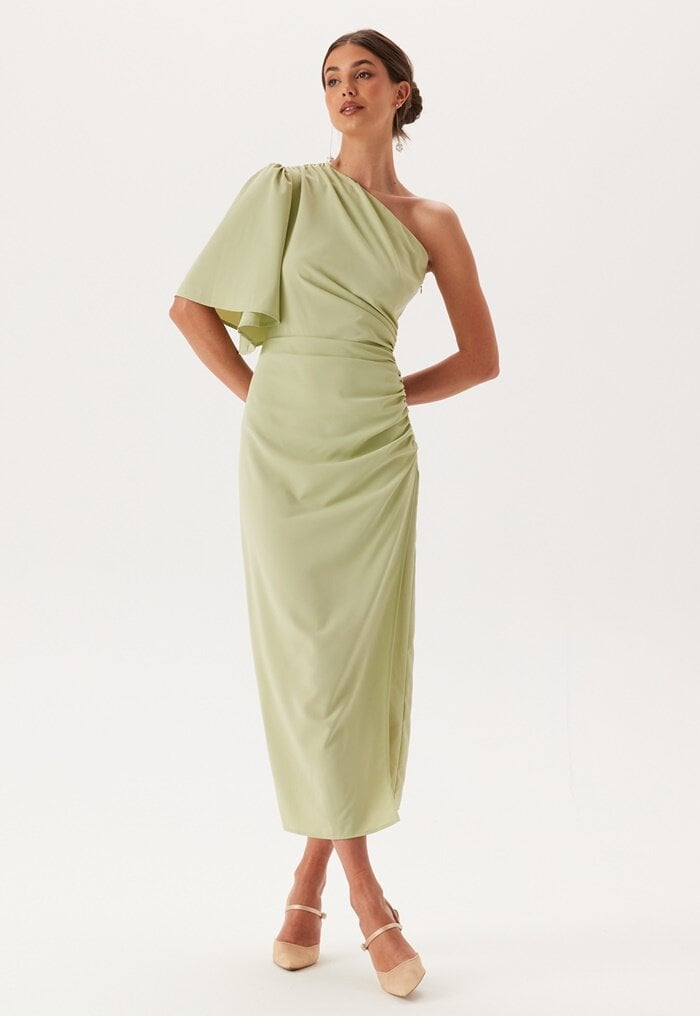 Bubbleroom Occasion Ruched One Shoulder Midi Dress