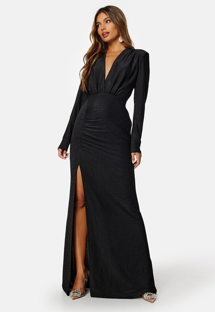 Bubbleroom Occasion Sparkling Ruched Slit Gown