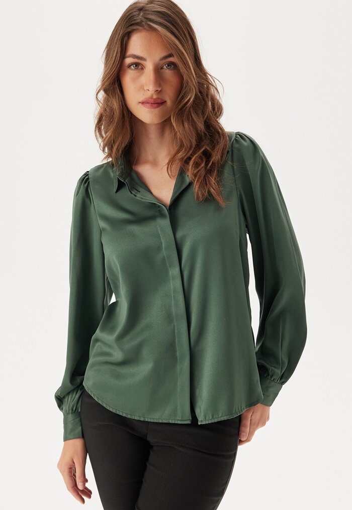 BUBBLEROOM Satin Puff Sleeve Shirt