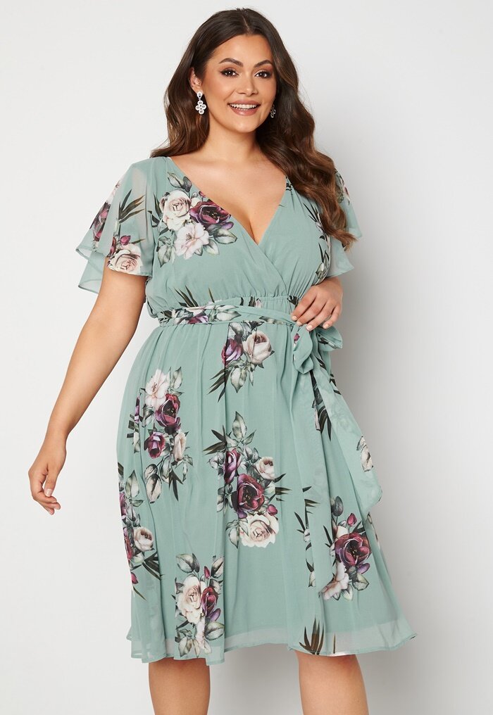 Floral flutter midi 2024 dress duck egg