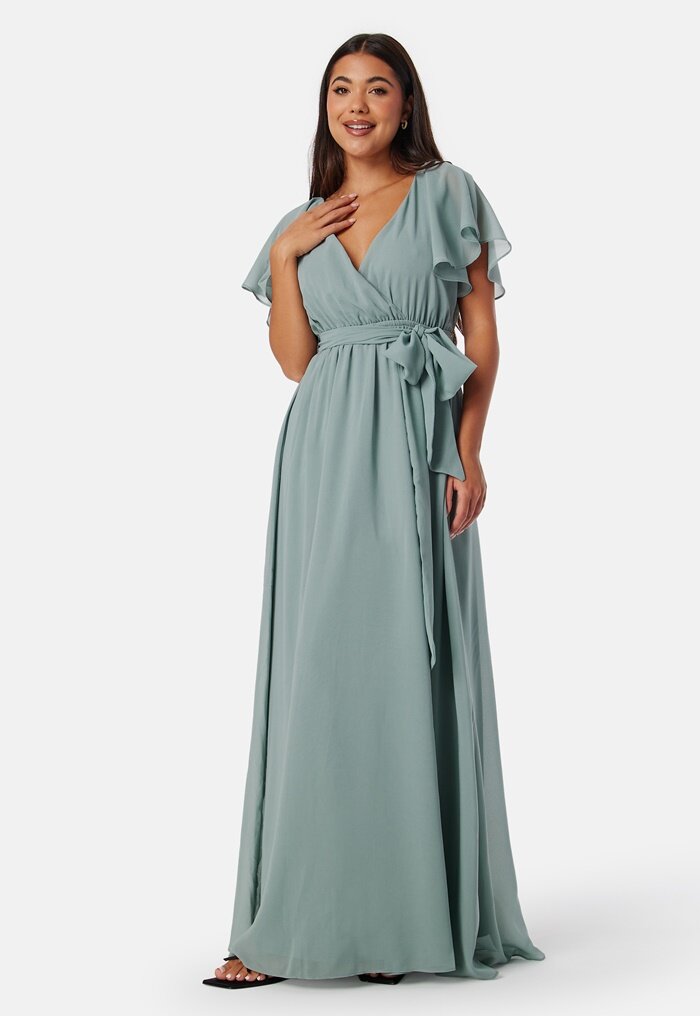 Goddiva Flutter Chiffon Maxi Dress