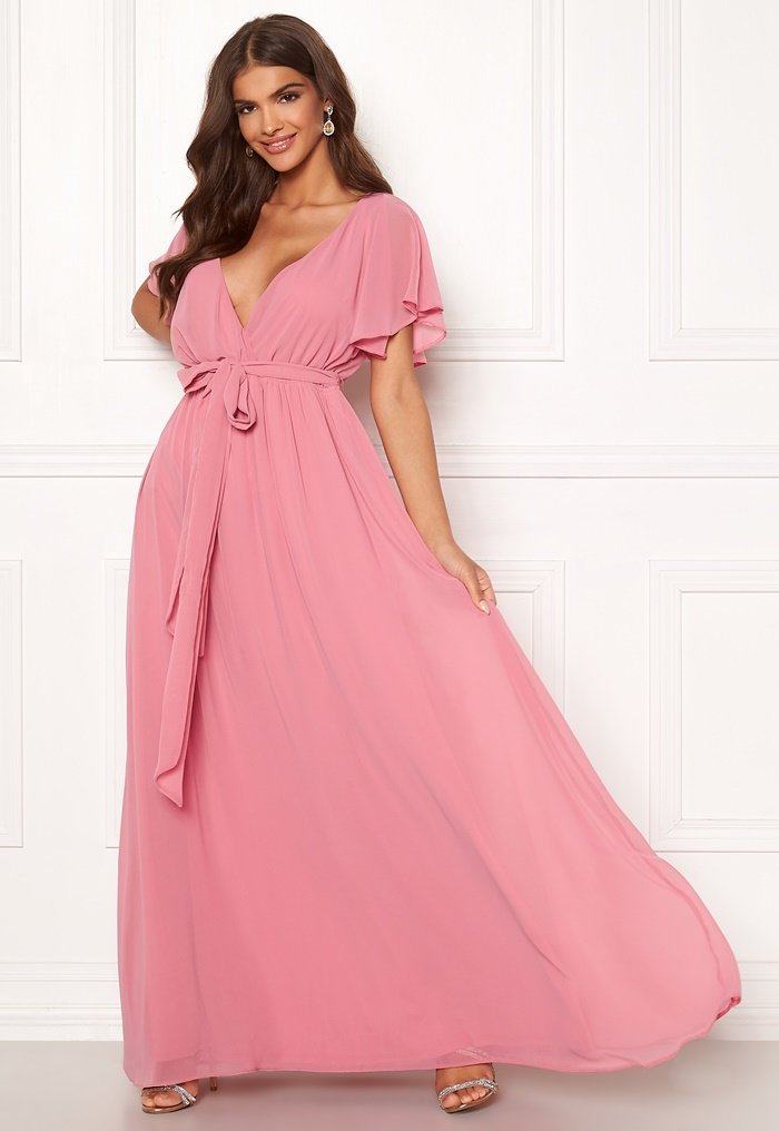 Goddiva Sleeve Chiffon Maxi Dress