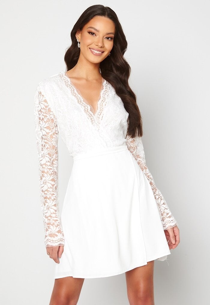 John Zack Lace Bodice Wrap Skater Dress