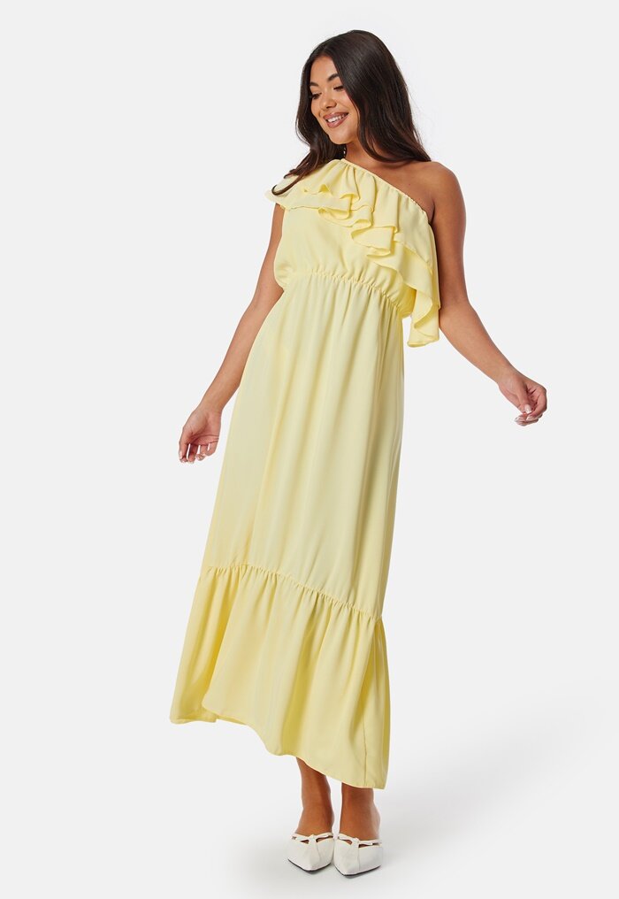 John Zack One Shoulder Ruffle Maxi Dress