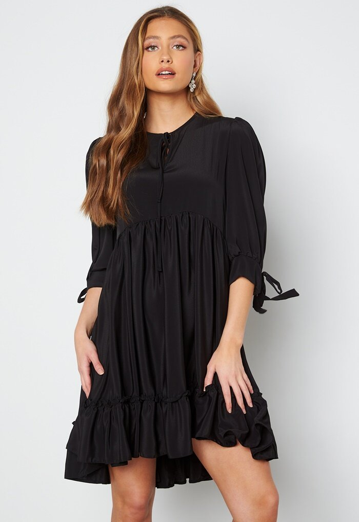 John Zack The Neck Frill Hem Dress