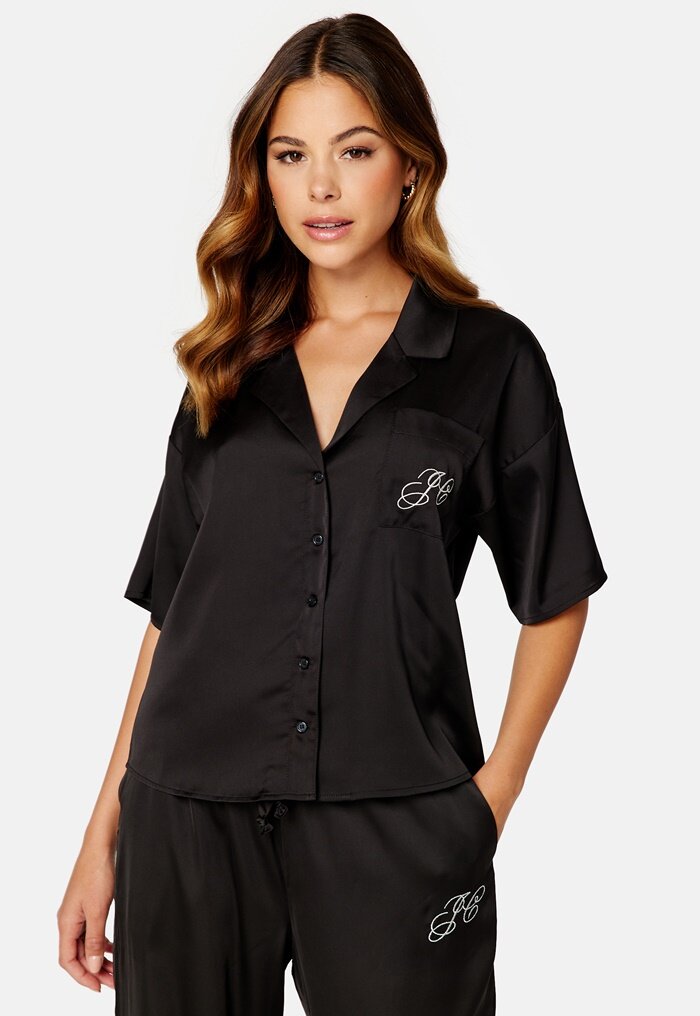 Juicy Couture satin pajama shirt in black