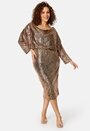 Sequin Cowl Neck Midi Dress
