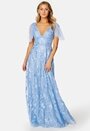 Embroidered Lace Flutter Maxi Dress