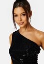 Sequin One Shoulder Sleeve Rouch Dress
