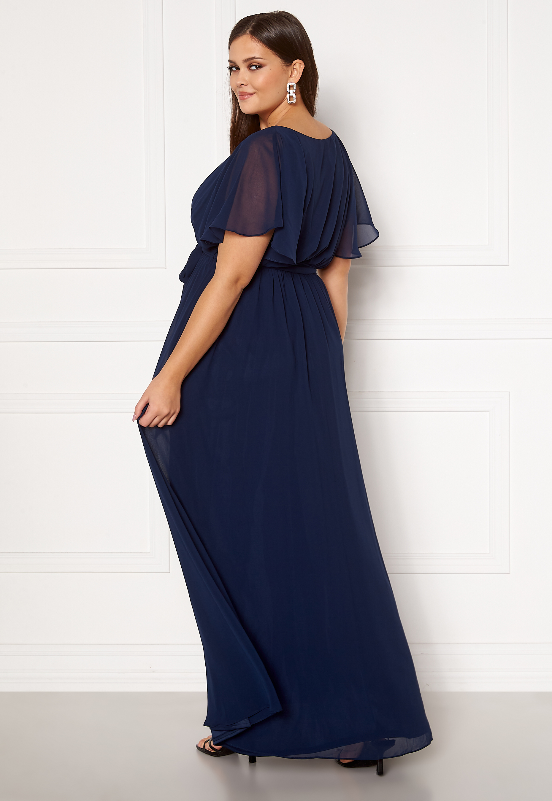 flutter sleeve chiffon gown